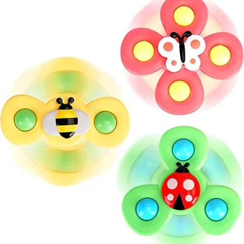 3PCS Suction cup spinner toys for 1 2 Year old boys First birthday baby gifts for 1 Year old kid